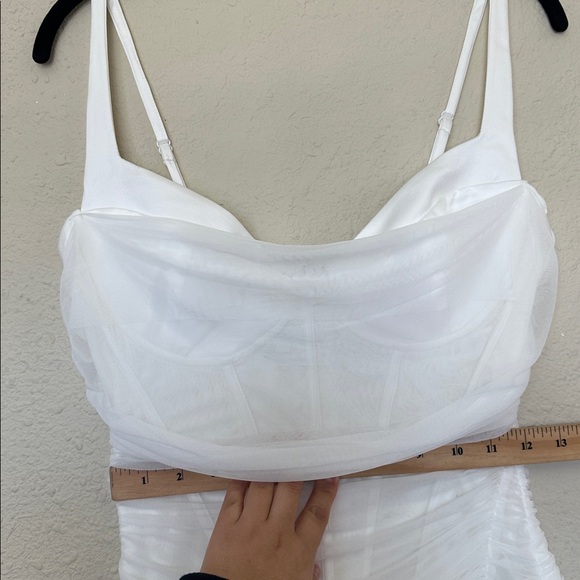 HOUSE‎ OF CB Lini White Mesh Maxi Dress white ruched size S D-DD Plus cup NWOT - Picture 8 of 13